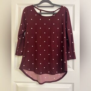 Papermoon polka dot maroon blouse, size small